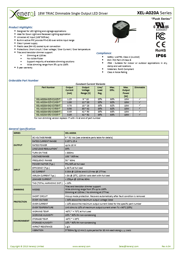 XEL-A020A-052-CX045-T