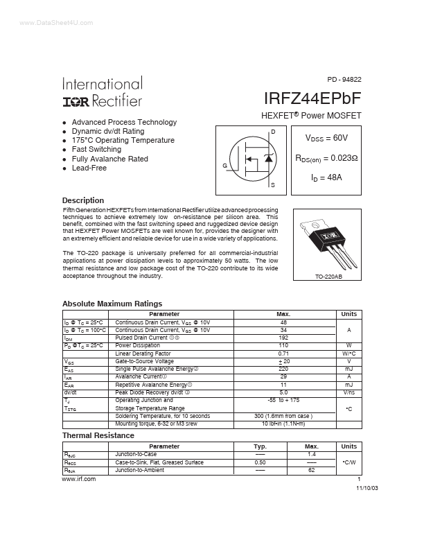 IRFZ44EPBF