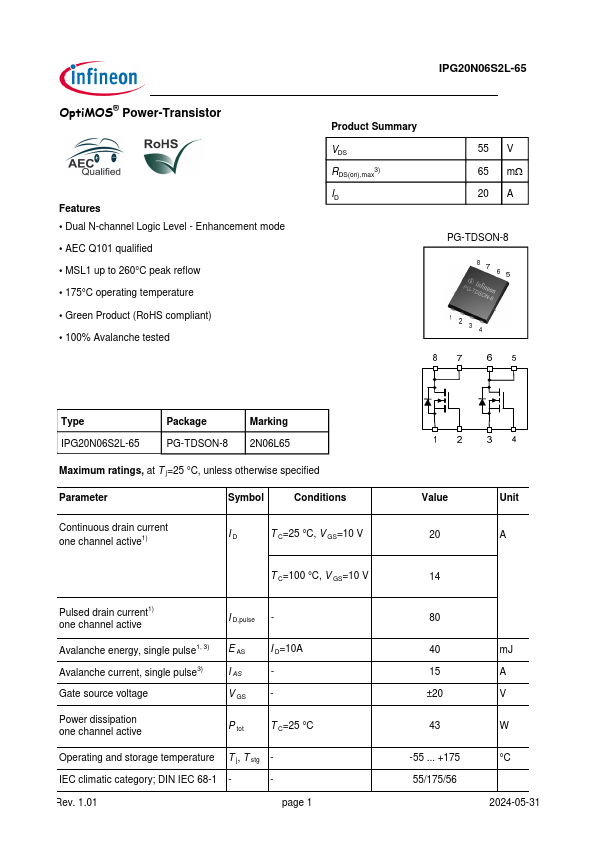 IPG20N06S2L-65