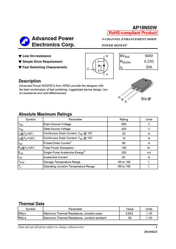 AP18N50W