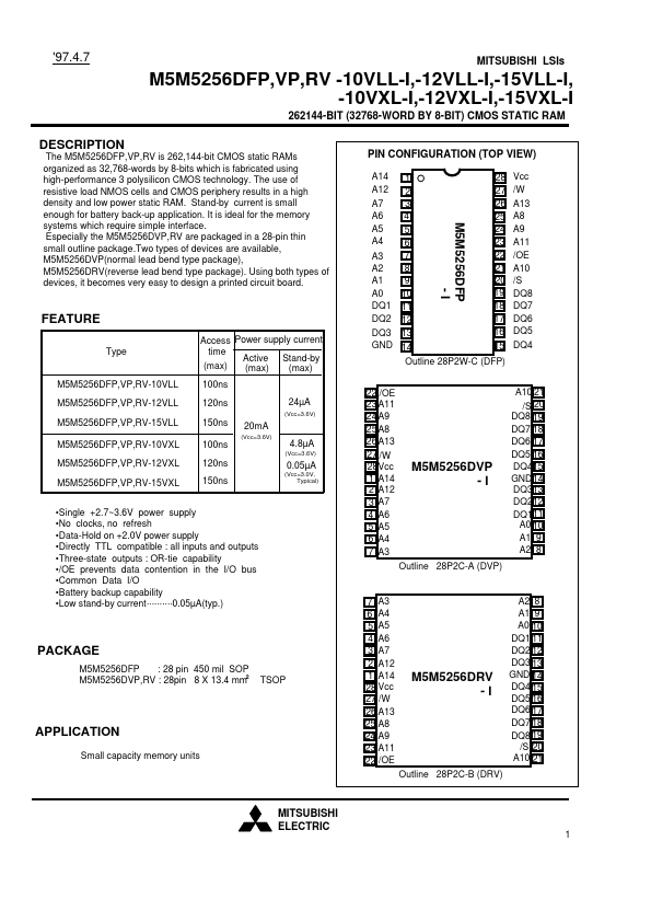 M5M5256DFP-15VLL-I