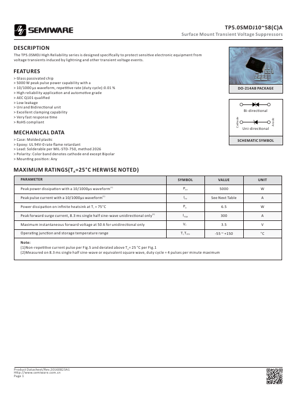 TP5.0SMDJ15CA