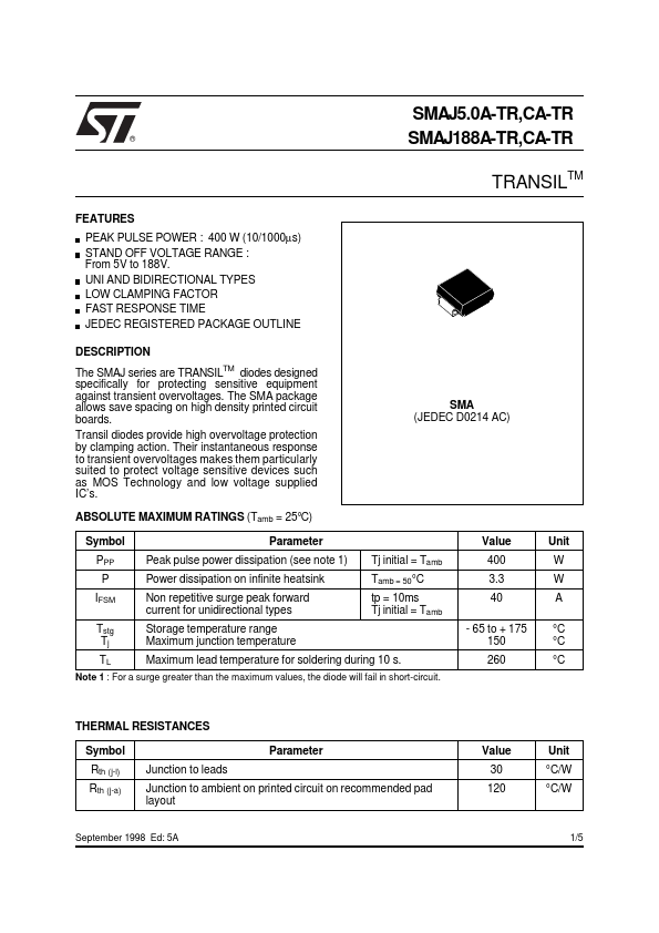 SMAJ40CA-TR