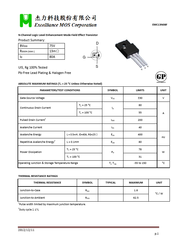 EMC13N08F