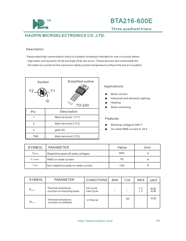 BTA216-600E