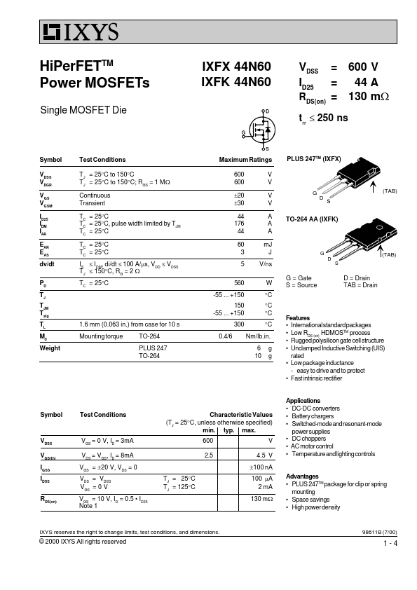 IXFK44N60