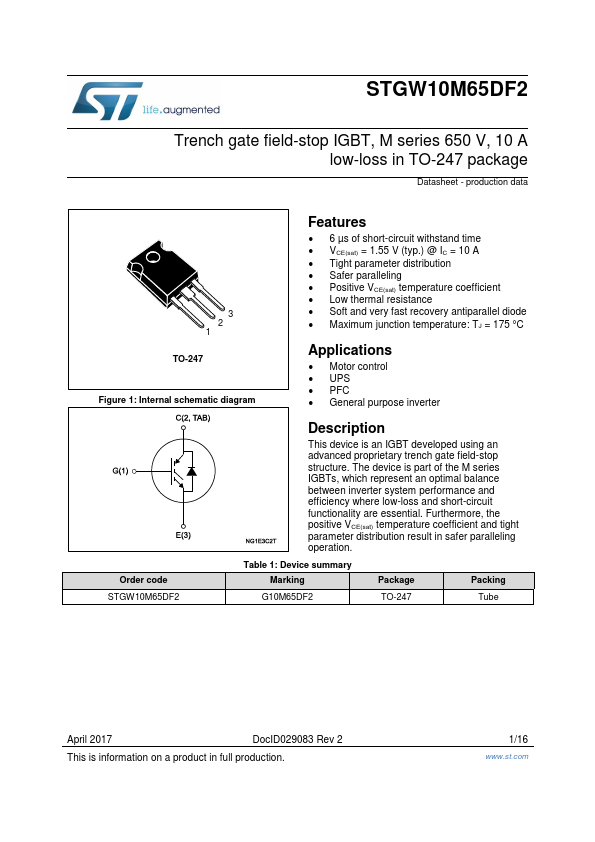 STGW10M65DF2