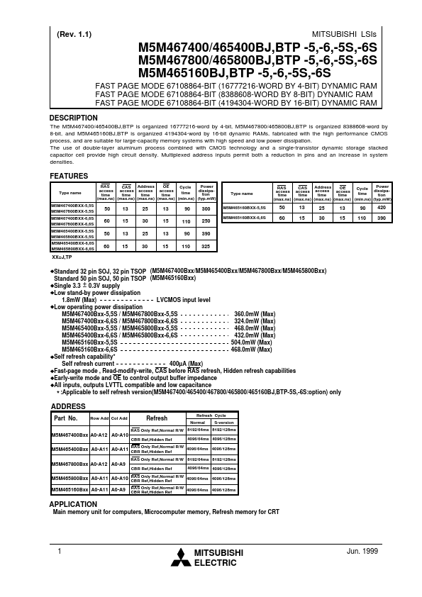 M5M467400BJ-6S