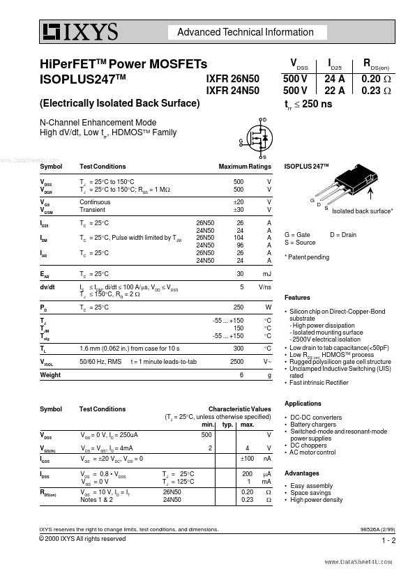 IXFR26N50