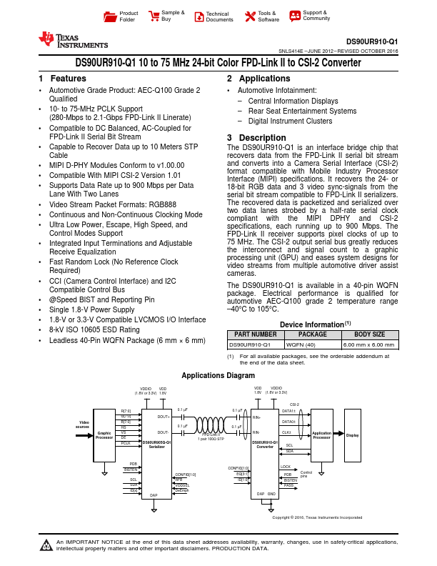 DS90UR910-Q1