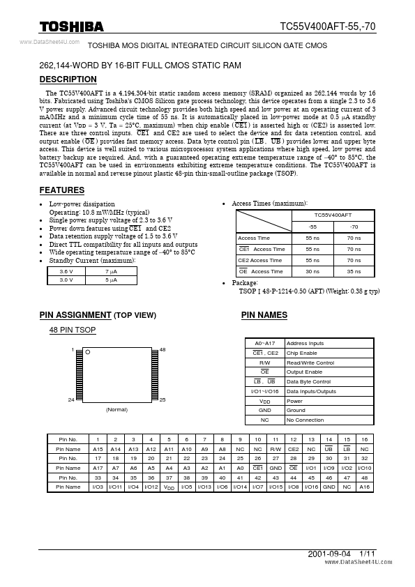 TC55V400AFT-55