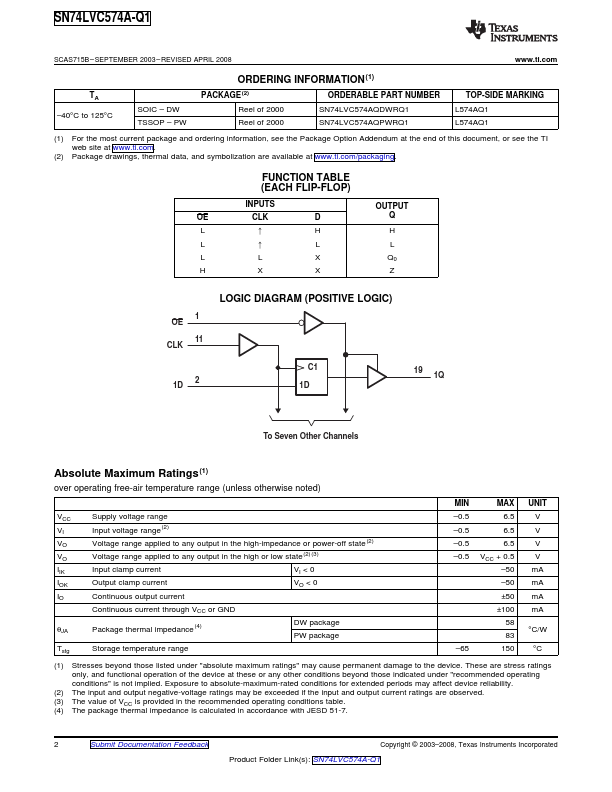 SN74LVC574A-Q1