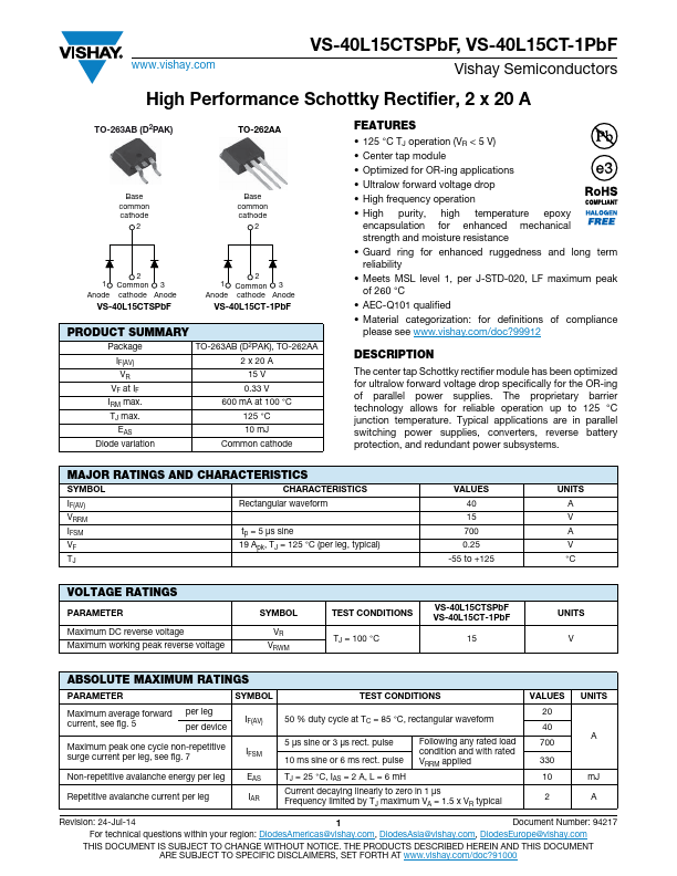 VS-40L15CTSPbF