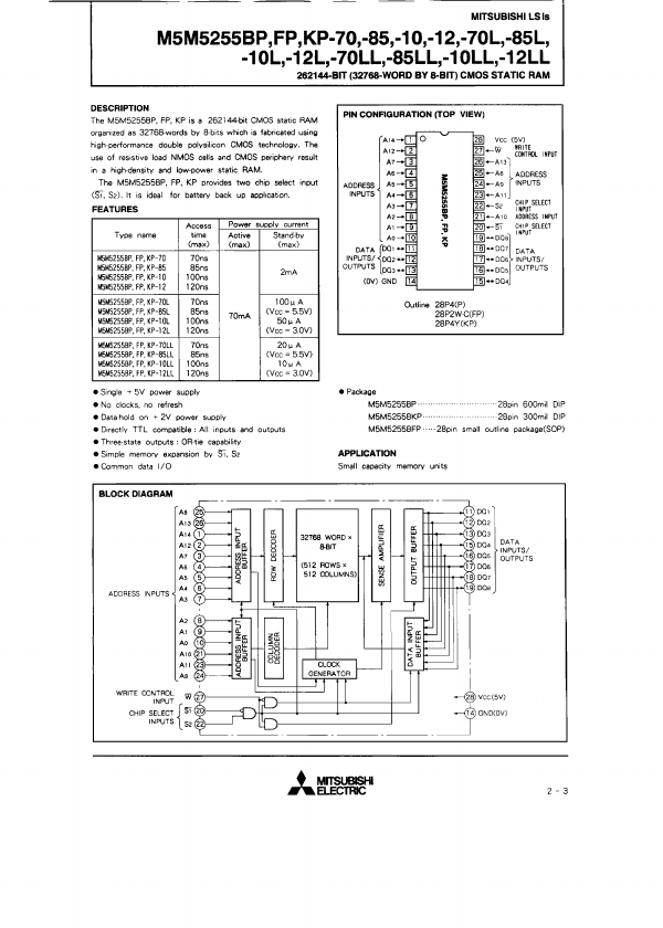 M5M5255BP-12