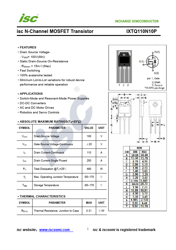 IXTQ110N10P