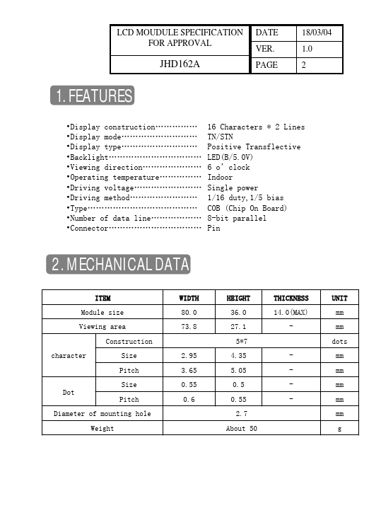 JHD162A