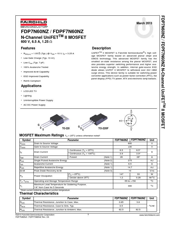 FDP7N60NZ