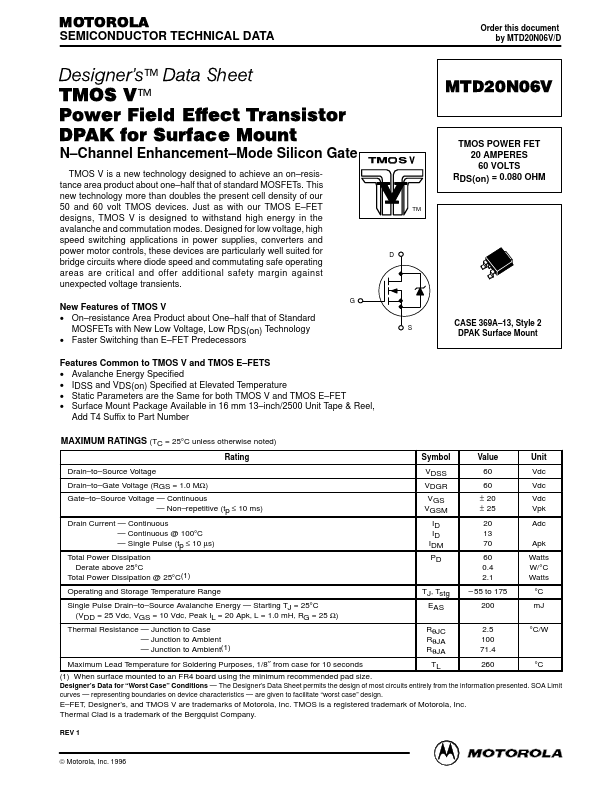 MTD20N06V