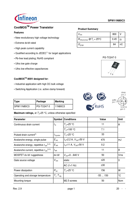 SPW11N80C3