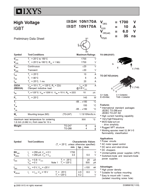 IXGT10N170A