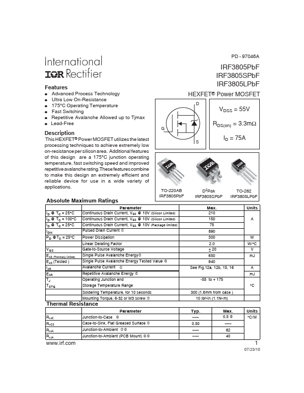 IRF3805LPbF