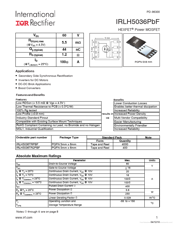 IRLH5036PBF