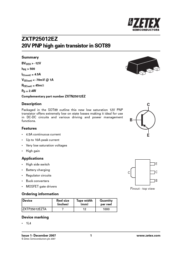 ZXTP25012EZTA