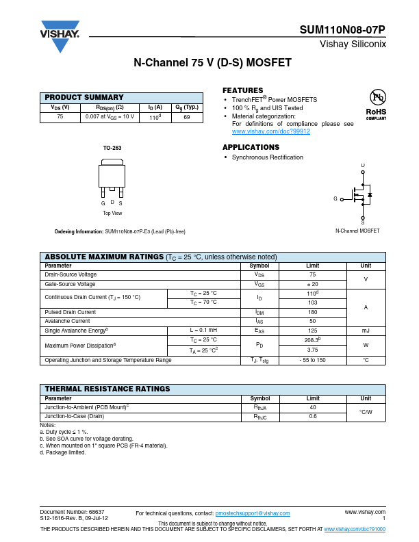 SUM110N08-07P