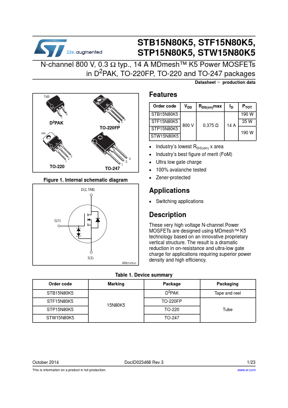 STP15N80K5