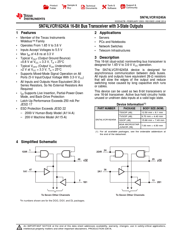 SN74LVCR16245A