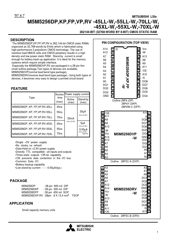 M5M5256DP-45XL-W