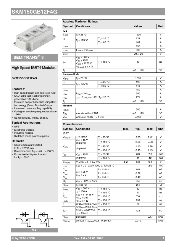 SKM150GB12F4G