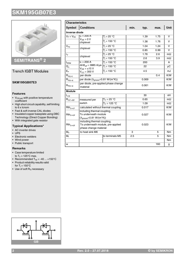 SKM195GB07E3