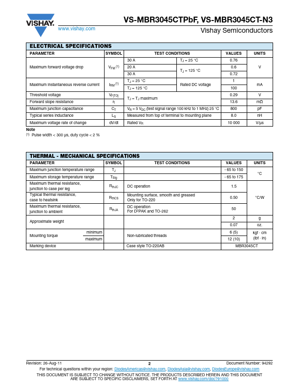 VS-MBR3045CTPbF