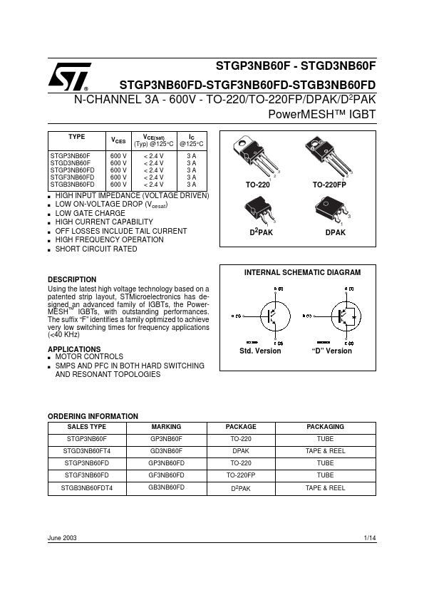 STGD3NB60F