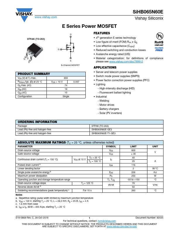 SiHB065N60E