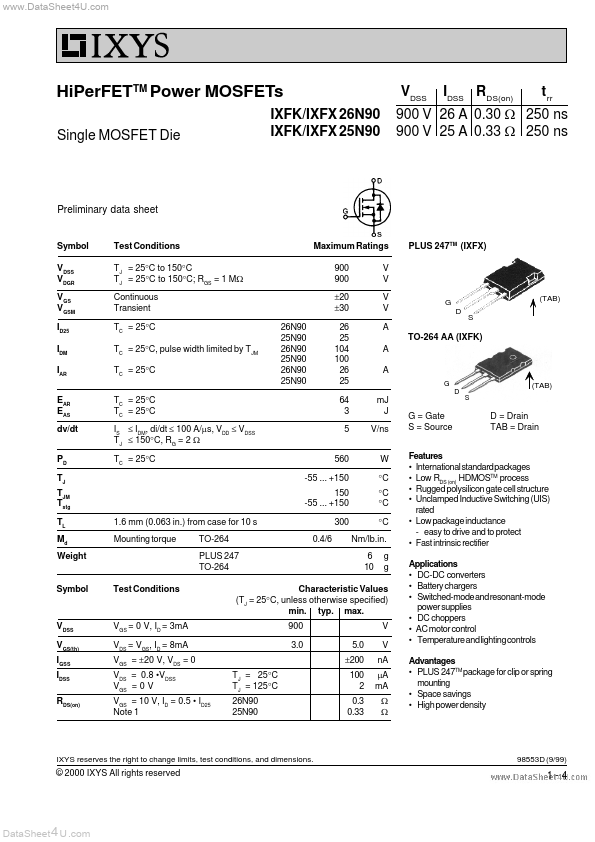 IXFK26N90