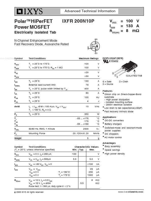 IXFR200N10P