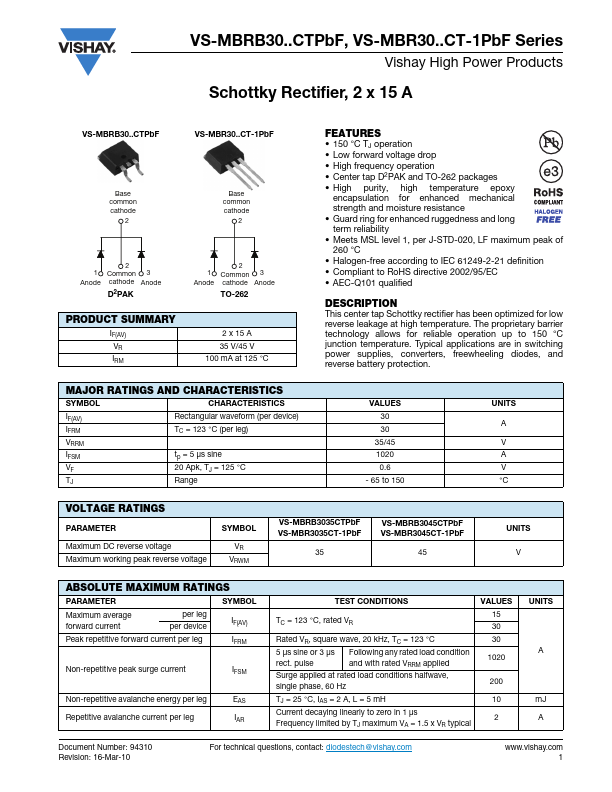 VS-MBR3035CT-1PbF