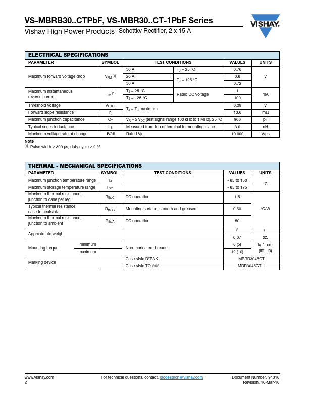 VS-MBR3035CT-1PbF