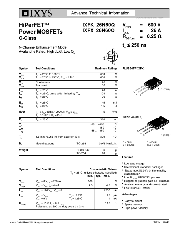 IXFK26N60Q