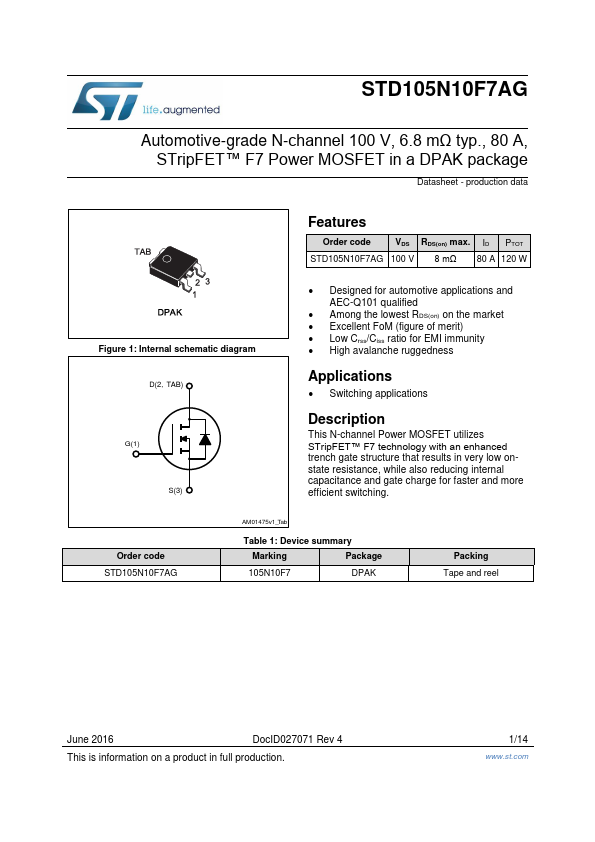 STD105N10F7AG