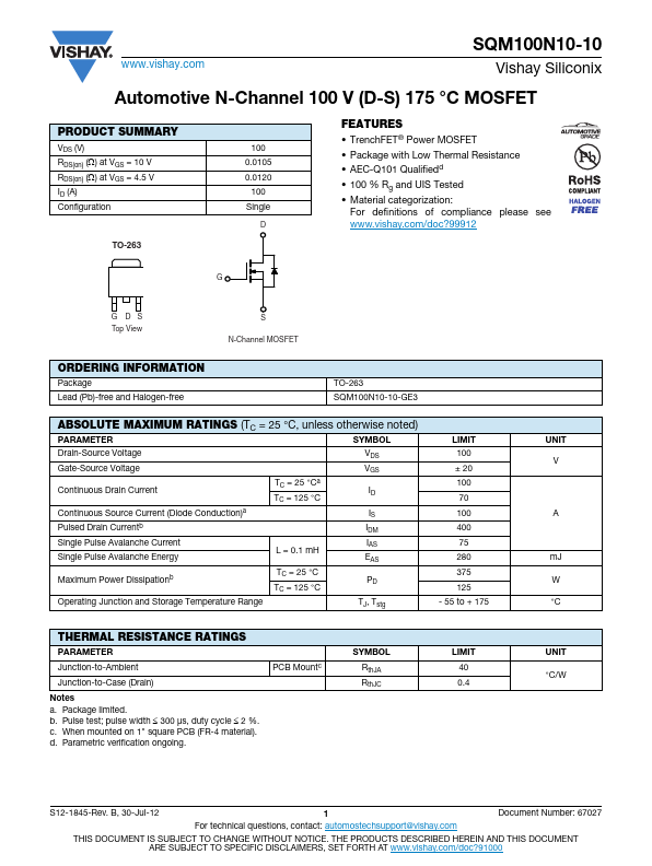 SQM100N10-10