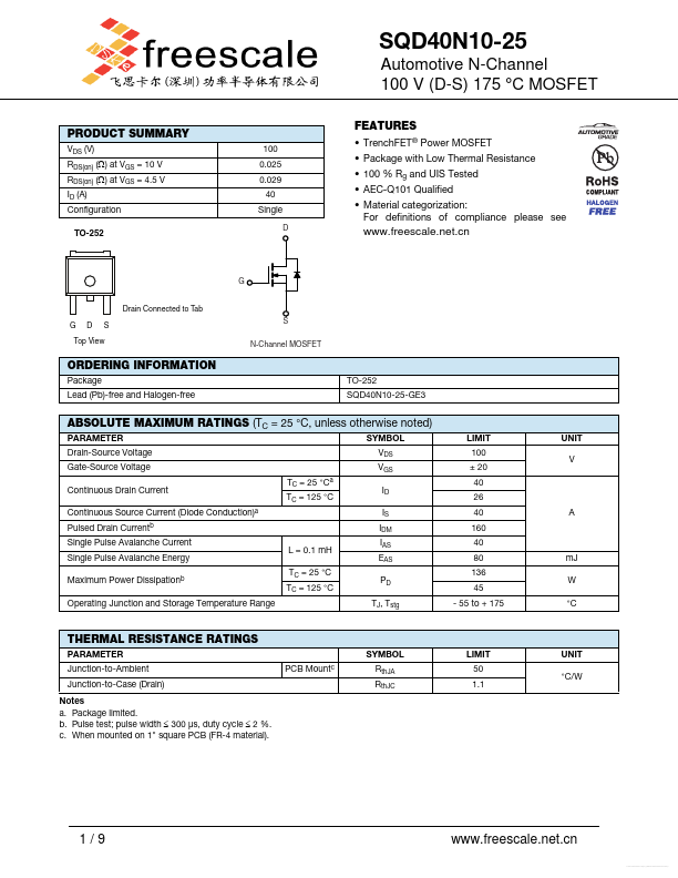 SQD40N10-25