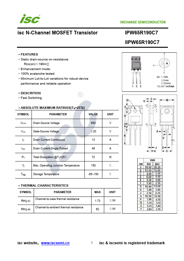 IPW65R190C7