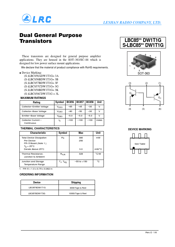 LBC858CDW1T1G