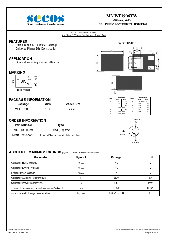 MMBT3906ZW