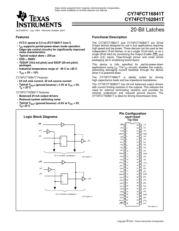 CY74FCT16841T