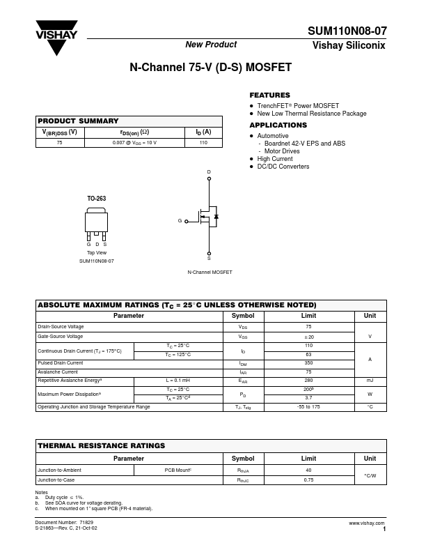 SUM110N08-07