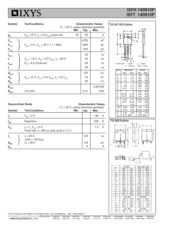 IXFT140N10P